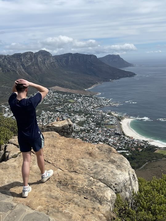Liam flabbergasted at the view from Lion's Head