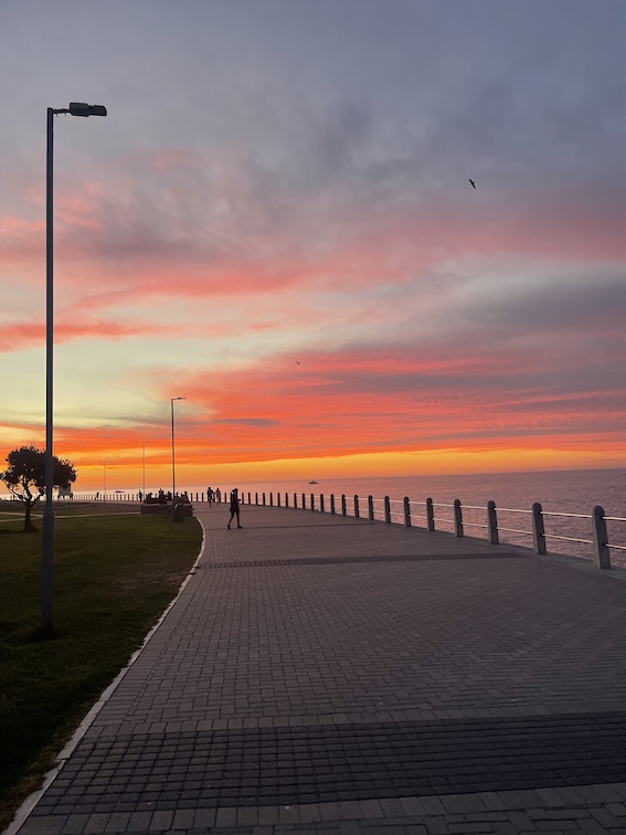 Red sunset on the prom