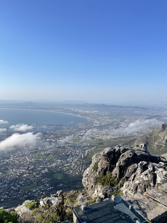 Slightly cloudy view from the top of Table Mountain