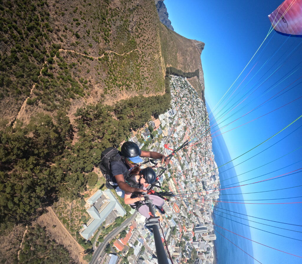 Hannah paragliding in Cape Town