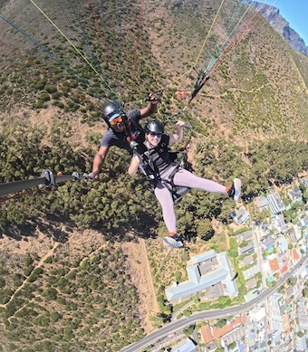 Hannah tandem paragliding over Sea Point