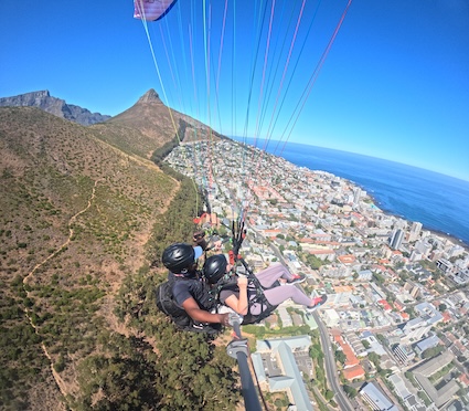 Hannah tandem paragliding over Sea Point