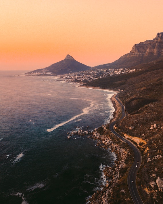 Cape Town sunset from the sky