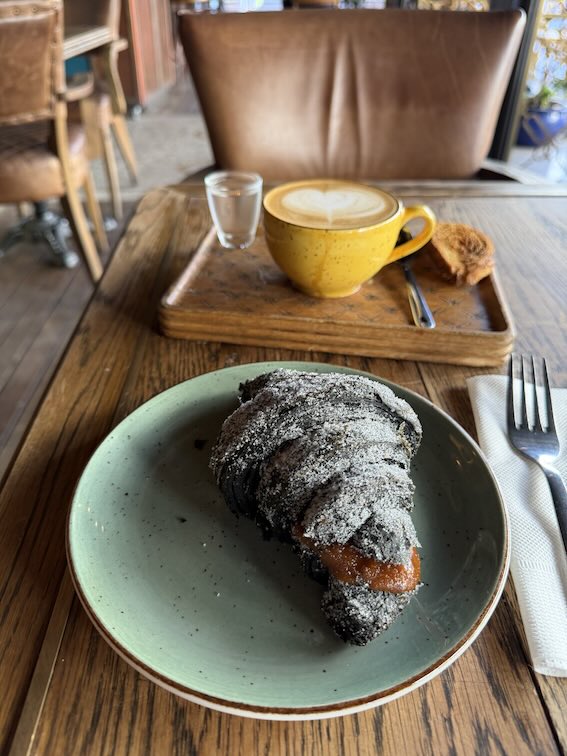 Charcoal churro croissant at Coco Safar