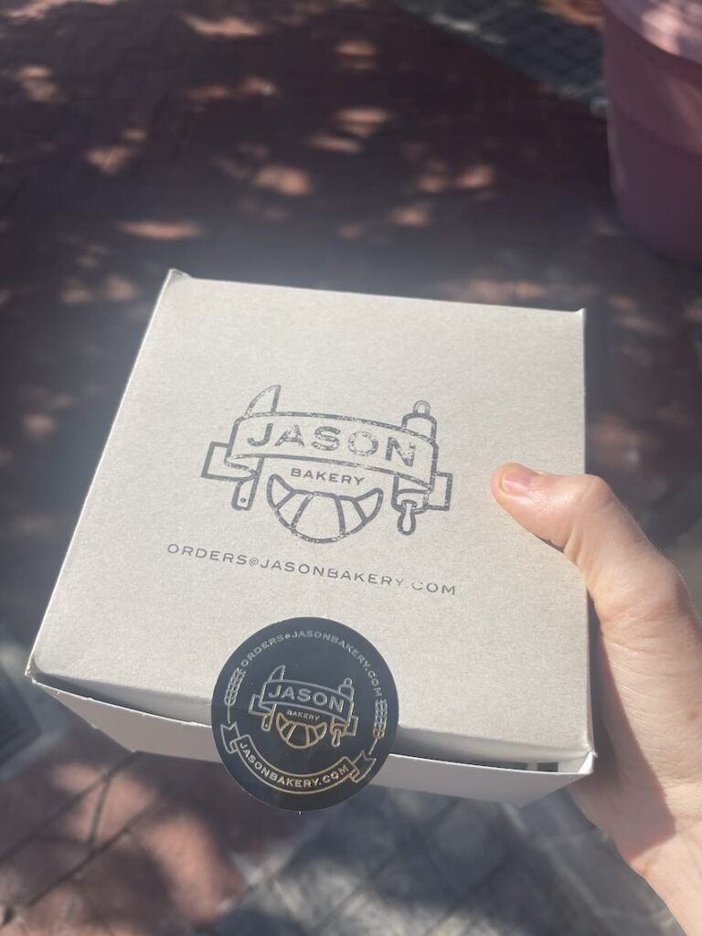 Jason's bakery takeaway box