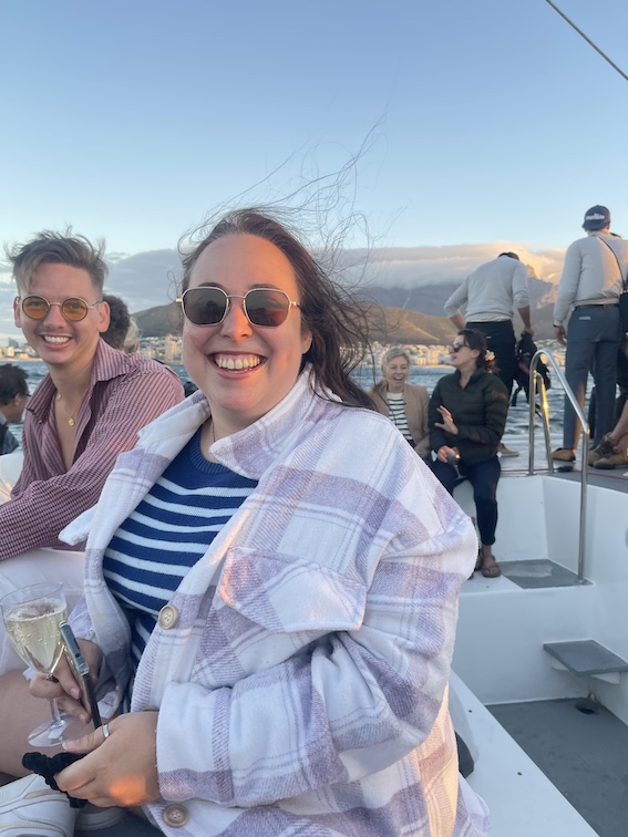 Stacey and Jannes on the sunset champagne cruise