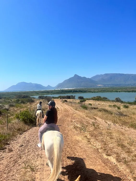 Hannah on horse near lagoon