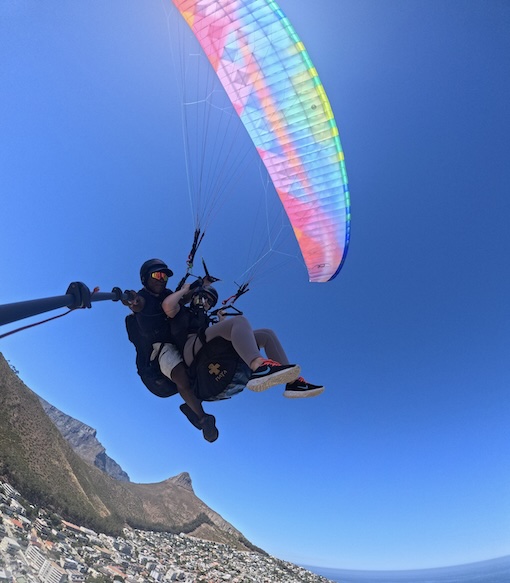 Hannah paragliding in Cape Town