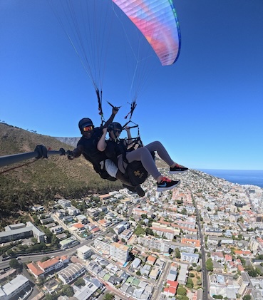Hannah paragliding in Cape Town (tandem)