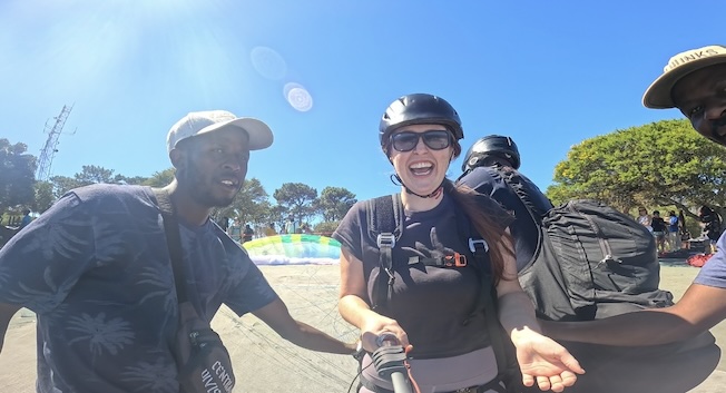 Hannah taking a pre-paragliding selfie