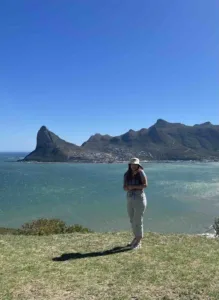 Hannah in front of Hout Bay