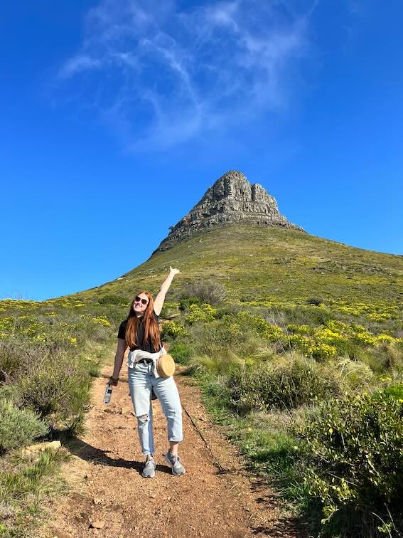 Hannah walking Lion's Loop during winter