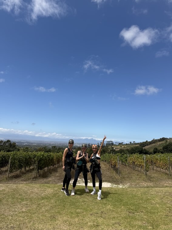 Charlie's angels pose before zipline