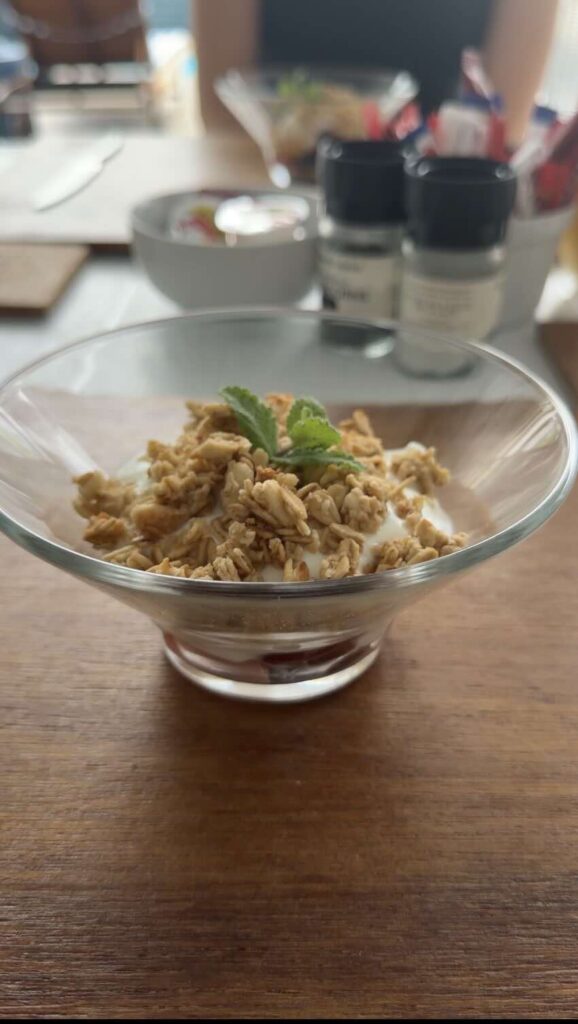 Fruit and granola for breakfast at TheLAB