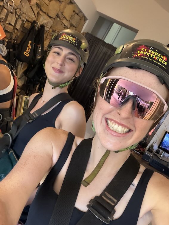 Hannah and Georgia ready to zipline
