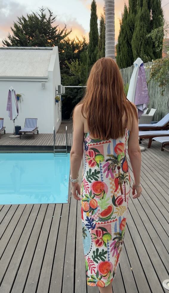 Hannah walking out to the pool at TheLAB Franschhoek