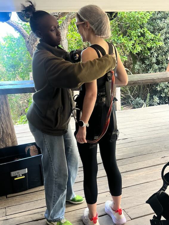 Hannah getting ready to zipline